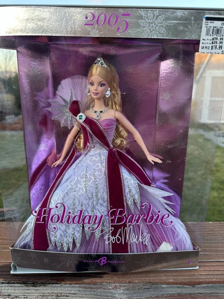 Bob Mackie 2005 Felices Fiestas Celebración Barbie Muñeca Borgoña Vestido y Faja NUEVO Foto 3 de 4