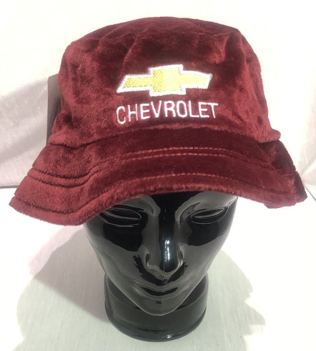 Chevrolet Logo Burgundy Bucket Hat Micro Furr GM Chevy Cap Maroon New 👀  👍🏼 🔥
