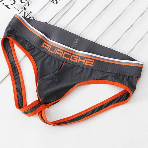 Men's Sexy Low Waist Jock Strap Underwear Thong Briefs Ice Silk Underpants-Open❤ - Picture 5 of 21