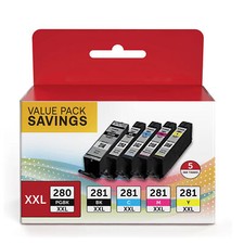 5x PGI-280 CLI-281XXL Compatible for Canon Black/Photo Black/Cyan/Magenta/Yellow