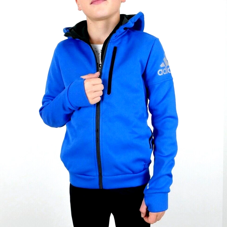 Adidas ZNE Daybreaker Kinder Trainingsjacke Warm Hoodie Sport Jacke Kapuze blau - Bild 3 von 4