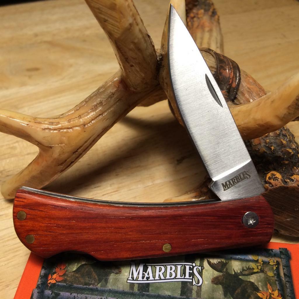 Marble's Brown Wood Lockback 3 1/4