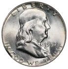 1957 Franklin Silver Half Dollar ANACS MS 64 Rim Clip Mint Error Clipped