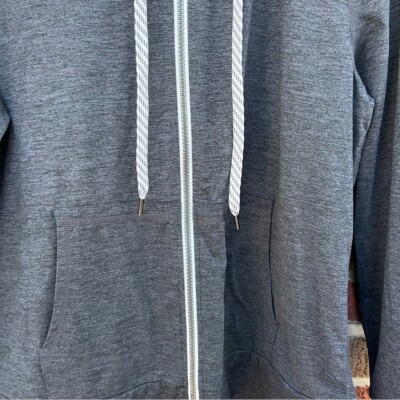 Dark Marled Gray Full Zip Up Athletic Hoodie Sweatshirt | eBay