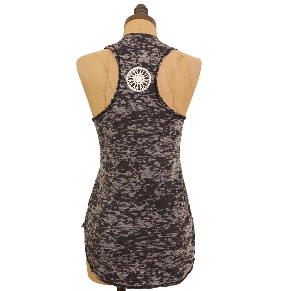 Camiseta sin mangas SoulCycle USA SOMA M Racer gris negro Burnout informal usada en excelente estado B64 Foto 3 de 4