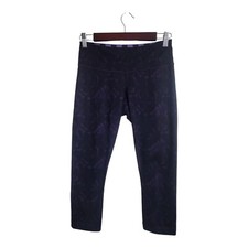 Lululemon Pants Women 6 Purple Black Floral Wunder Under Crop Athleisure Trainin