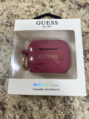 Guess Hot Pink / Fuchsia & Gold Glitter Case For AirPods Pro - New! - 第 1/4 張圖片