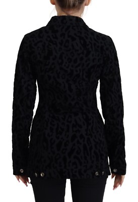 DOLCE & GABBANA Jacket Cotton Black Leopard Long Sleeve Denim IT40