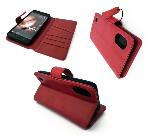 Samsung A01 Real Leather CASE Wallet CARD pockets Red cover - Picture 5 of 10