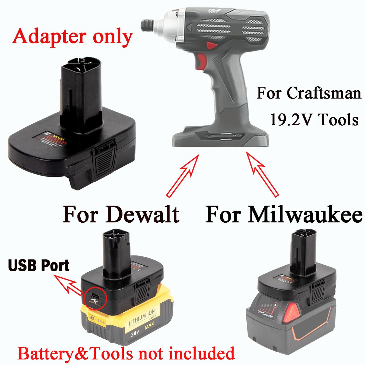 Adapter For Craftsman C3 Tools Convert to For Dewalt&For