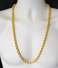 vtg Signed NAPIER Gold Tone Twisted Rope Chain 30" Long Chunky Necklace RA18