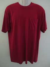 VINTAGE MEN'S FRUIT OF THE LOOM BLANK MAROON POCKET T SHIRT USA MADE XXL VGUC