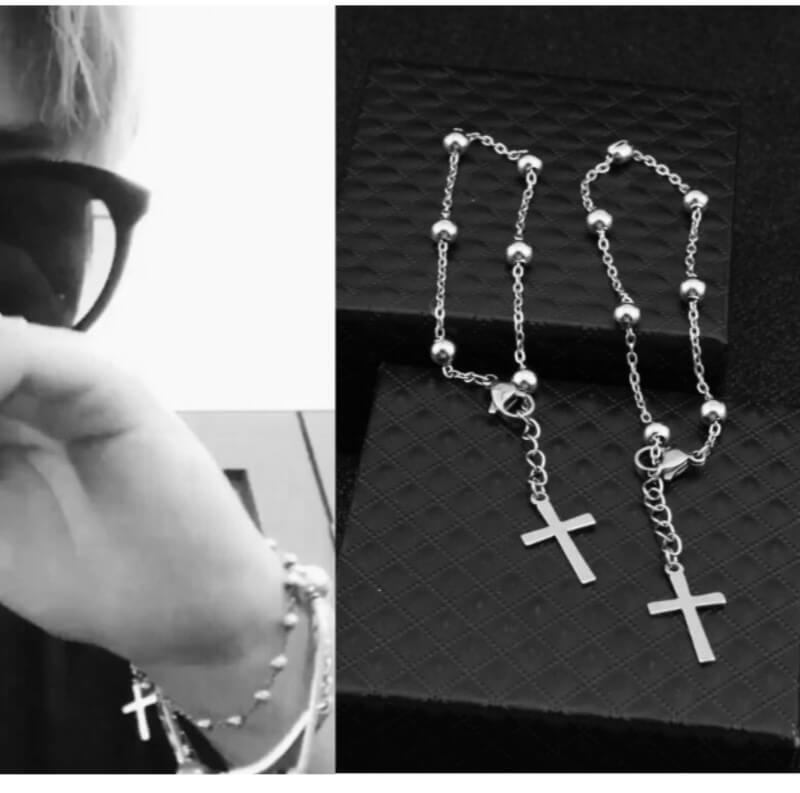 KPOP Idol BTS Jimin Cross Chain charm Surgical Steel Bracelet
