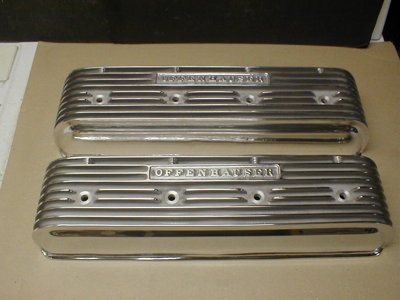 PAIR NOS STUDEBAKER V8 OFFENHAUSER POLISHED ALUMINUM VALVE COVERS