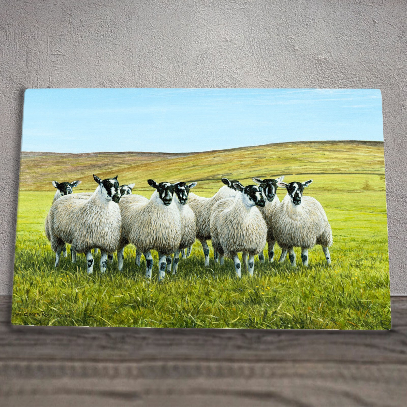 Sheep Ceramic Tile Picture Plaque Wall Art On The Dales Collie G Rollinson 20x30