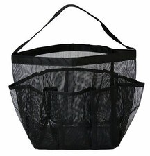 8 Pocket Portable Mesh Shower Bathroom Basket Bag Quick Dry Caddy Tote Bag Black