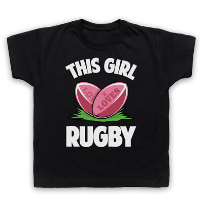 DIESES MÄDCHEN LIEBT RUGBY SPRUCH SPORTLIEBHABER COOL RETRO KINDER KINDER T-SHIRT