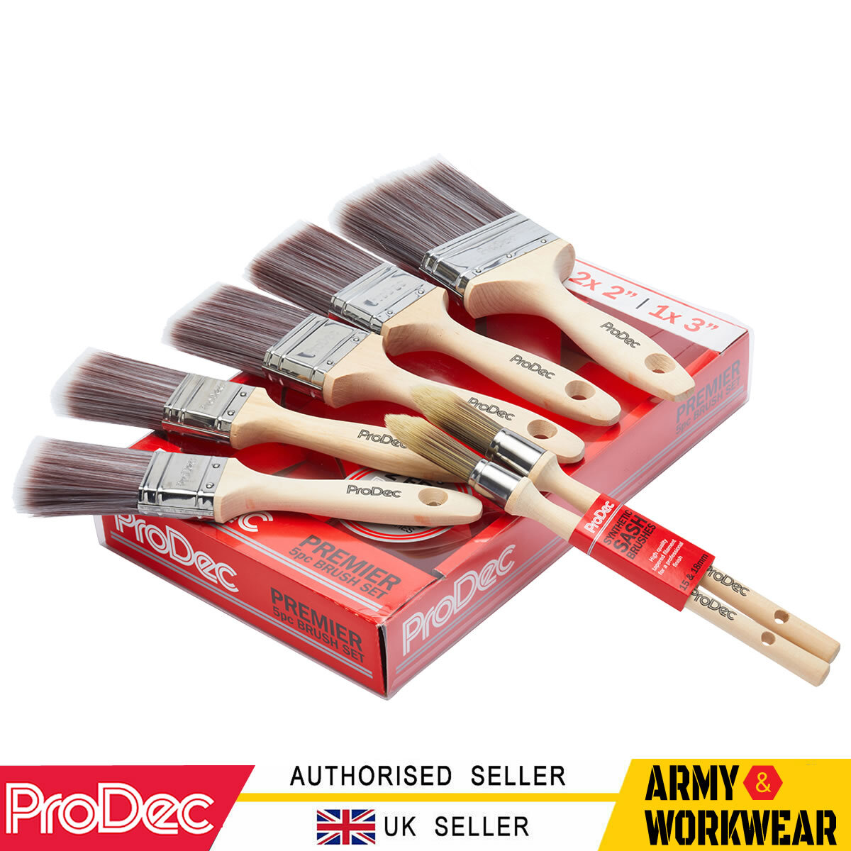 Prodec Premier Synthetic 7 Piece Paint Brush Set Painting Decorating Trade Kit