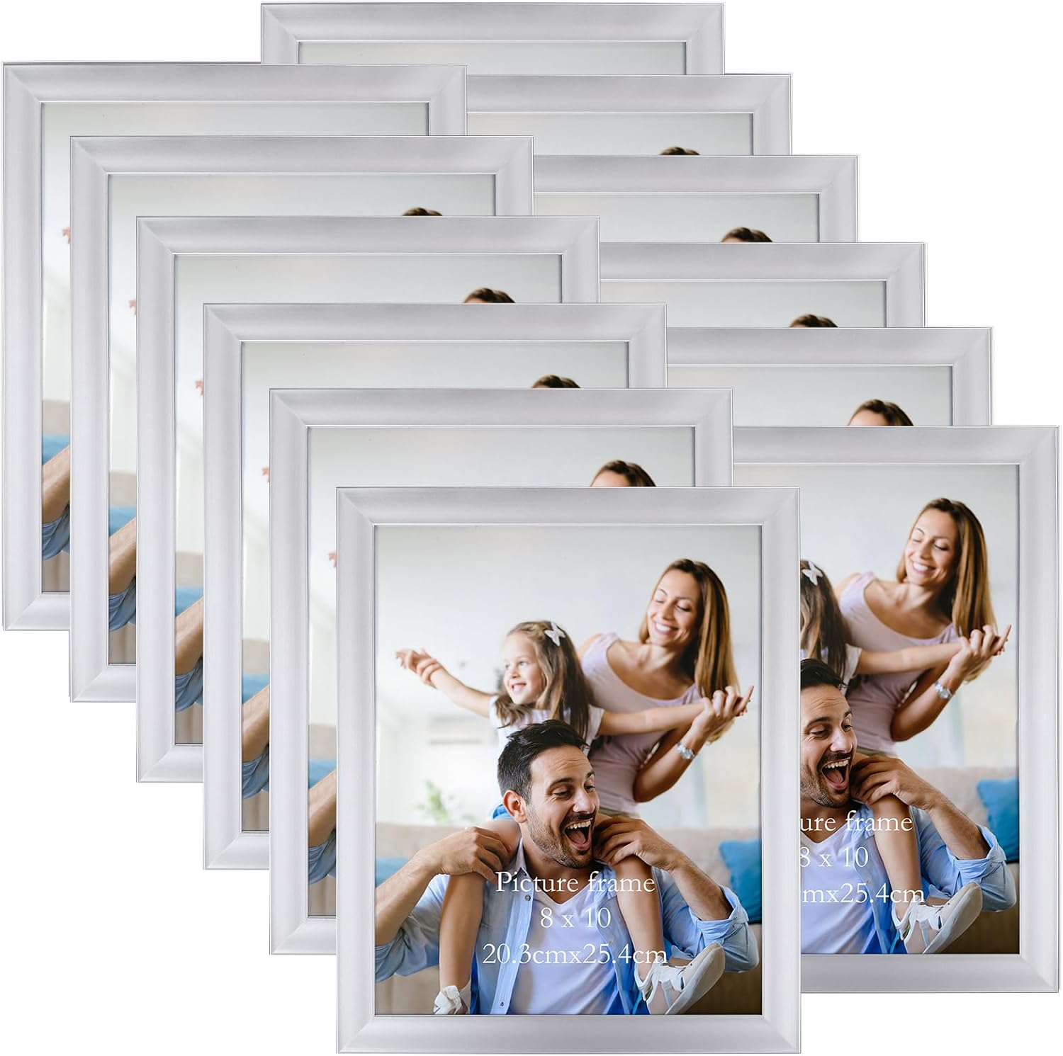 8X10 Picture Frames Sliver Set of 12 Multi Display Modern 8X10 Sliver Photo Fram-image