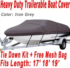 Bass Tracker V-nose Trailerable Boat Cover Y-IG GRAY