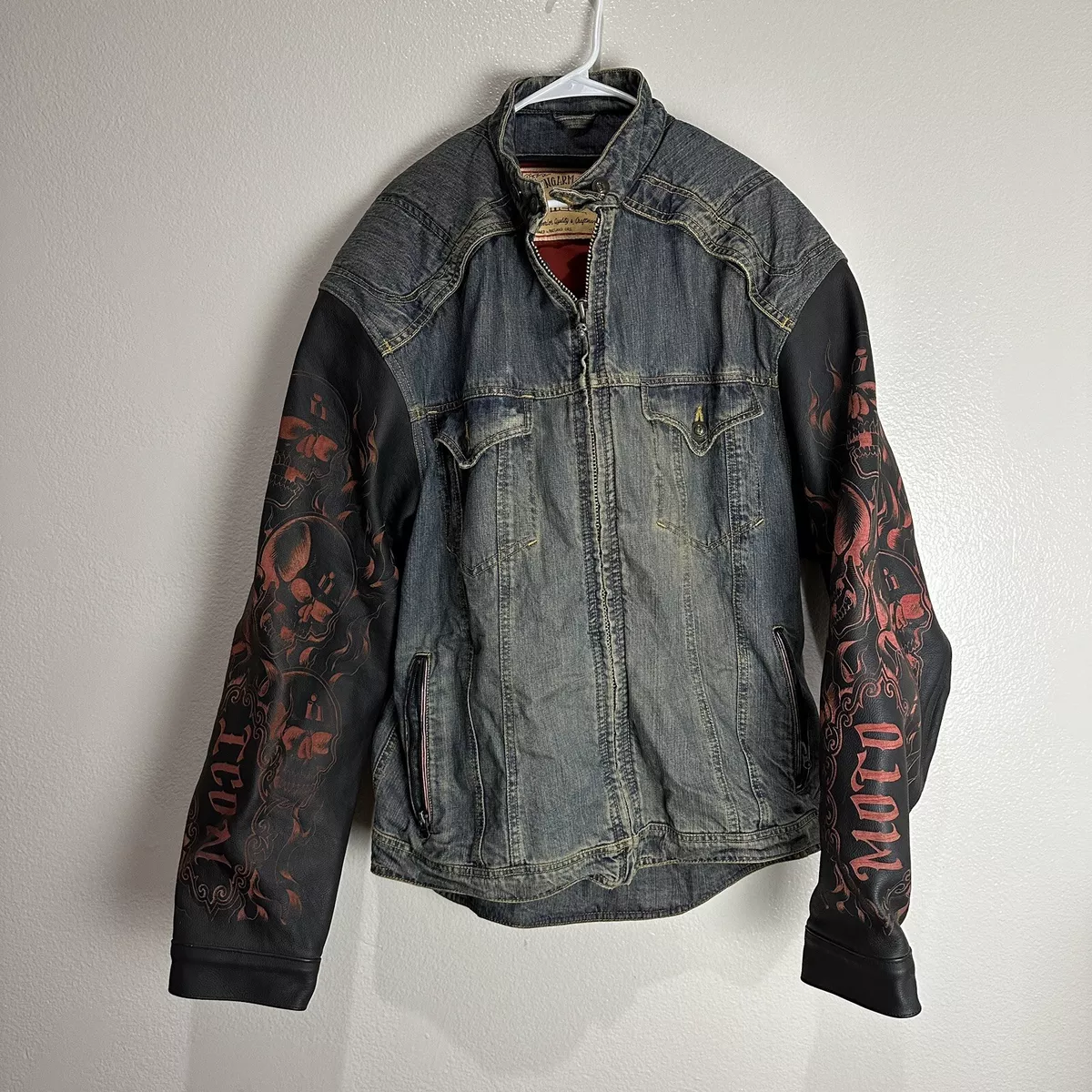 Strongarm Jacket Icon Moto Vintage Skulls Denim Size 3XL eBay