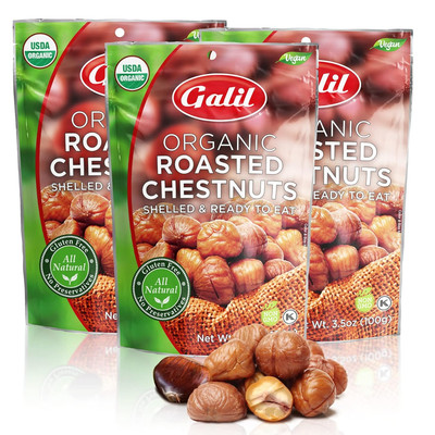 Galil Organic Roasted Chestnuts | Shelled | Ready to Eat Snack | Gluten Free, Al
