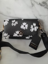 RIVER ISLAND Black Daisy Cross Body bag .New With Tags 