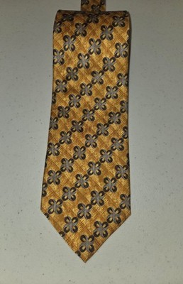 Robert Talbott Men's Silk Woven Geometric Tie Gold Gray Pointed One Size