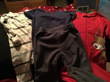 LOT of 4- 12 Months Boys Carter s Footie Pajama Sweatpants BodySuit