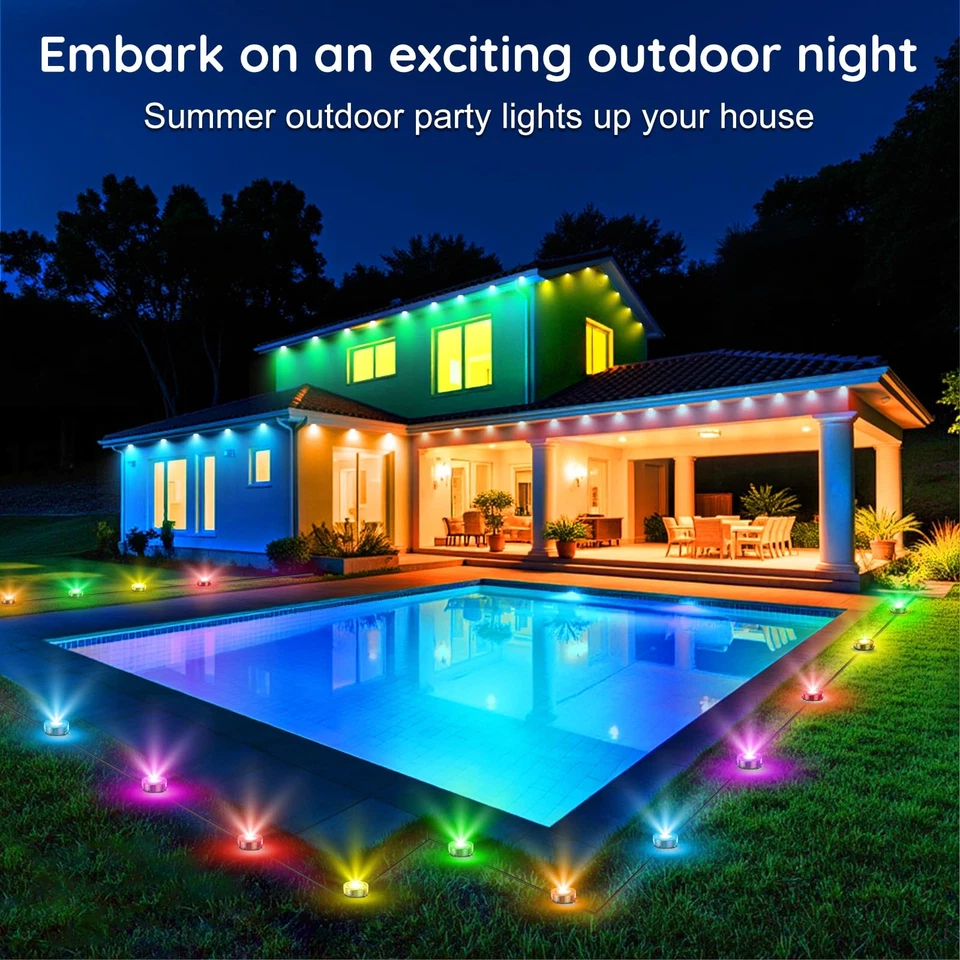RGB Outdoor Ground Lights, 200Ft Color Changing Pathway Lights with Remote & ... - Image 4 of 4