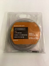 EVERBILT 3/16 in. x 50 ft. Galvanized Uncoated Steel Wire Rope w Eye Hook