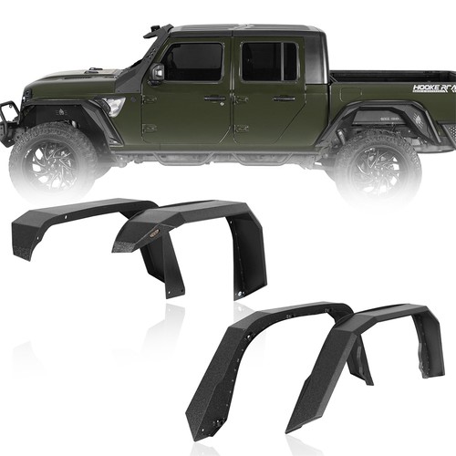 4Pcs Front Fender Flares + Rear Fender Flares Fit 2020-2026 Jeep Gladiator JT