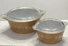 2 Vintage Pyrex #473 #475 Early American 1 Qt. & 2 1/2 Qts Casserole Dishes Lids