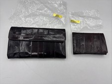 2 EEL SKIN ENVELOPE STYLE WALLET Vintage Made in KOREA Brown