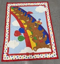 Vintage Teddy Bear Baby Blanket Lightweight quilt comforter Handmade Sewn