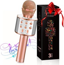 Bluetooth Karaoke Mikrofon fuer Kinder tragbar Geschenk Lautsprecher Party