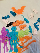 HALLOWEEN ERASERS AND PLASTIC SKELETON,MIXED LOT