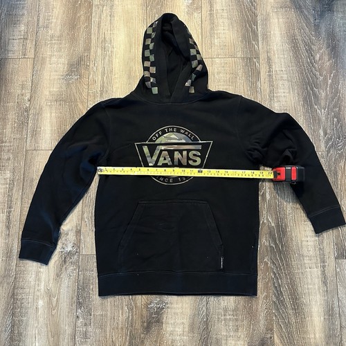 VANS Camo Hoodie Child Size L Black Pullover Sweatshirt Off The Wall Logo Skate - Picture 6 of 6
