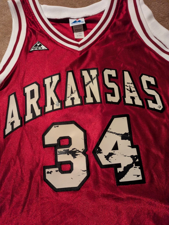 Camiseta deportiva de baloncesto roja vintage Apex One Arkansas Razorbacks #34 XL para hombre Foto 2 de 4