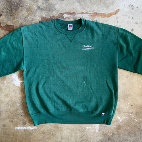 80s VINTAGE THE CHATEAU MARMONT HOTEL COTTON BLEND GREEN SWEATSHIRT 2XL T-SHIRT