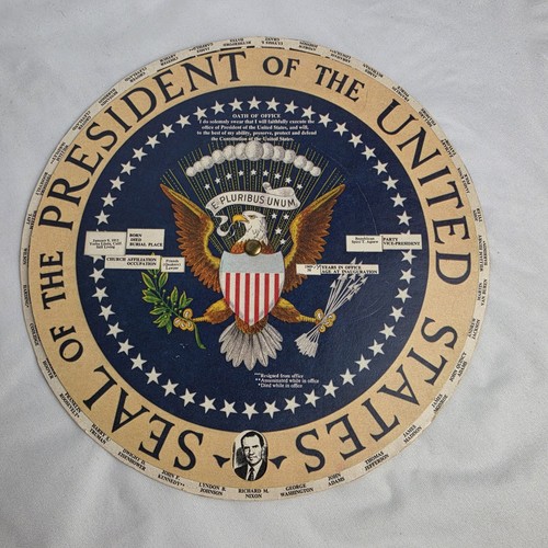 Vintage 70s Dial A President Educational Spinning Wheel Thru Nixon 9" Paper Tool - Picture 9 of 11