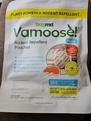 BugMD Vamoose! PLUS - Rodent Repellent Pouches 4 Pouches Plant-Powered Exp 09/28