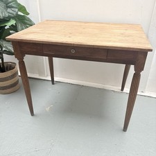 Vintage French Country Farmhouse Raw Pine Scrub Top Kitchen Side Table