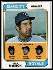 1974 Topps #166 Royals Field Leaders (Jack McKeon / Charlie Lau / Galen Cisco)