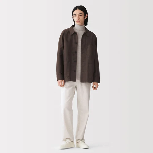 MUJI Mens Organic Cotton Kapok Moleskin Coverall Jacket Dark Brown FedEx image 2
