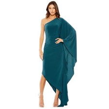 Mac Duggal NEW Size Small Style 20673 One Sleeve Ocean Green Asymmetrical Dress