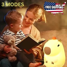 Capybara Night Light Cute Silicone USB Rechargeable Kids Bedside Lamp