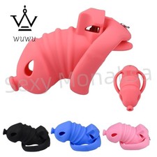Realistic Male Chastity Device Soft Cage Men Lock Belt with 4 Plastic Rings