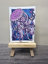 ACEO Original Art Card Cute Ocean Creatures Jellyfish Sea Animals all.things.ali