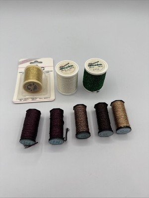 (8) Kreinik, Madeira, DMC Metallics Assorted Medium Embroidery Thread